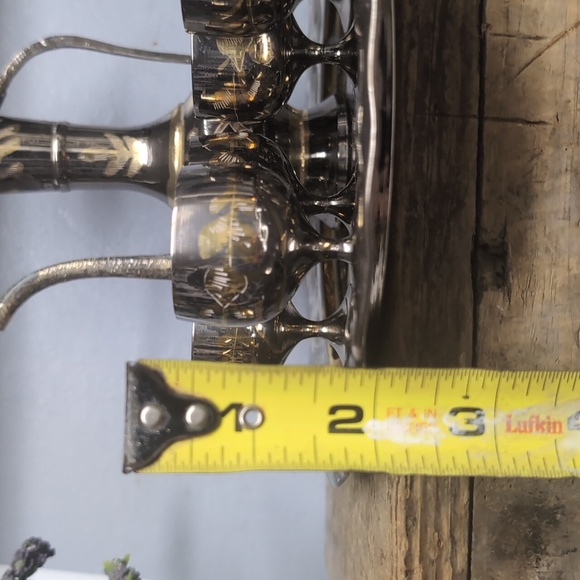 Vintage Miniature Copper/Brass Arabic Tea Set with Gold Accents - Picture 3 of 10